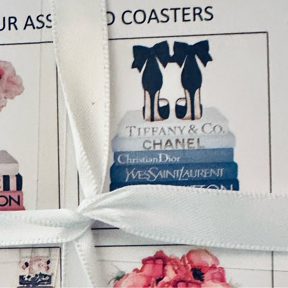 Amanda Greenwood Luxury Ceramic Coasters – Set of 4 Designer Chic Prints NWT - Picture 7 of 15